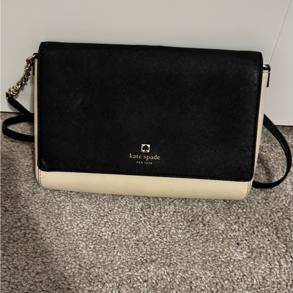 Kate Spade cream and black cross body purse